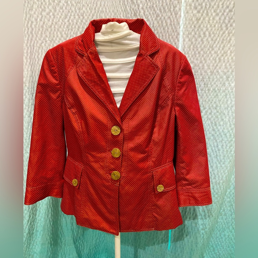 Vintage 1980’s Emil Rutenburg Red Jacket Handwoven Cotton Blend Button Up